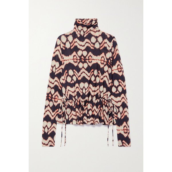 니나 개더 프린트 스트레치 저지 터틀넥 탑 멀티컬러 1647597313996317