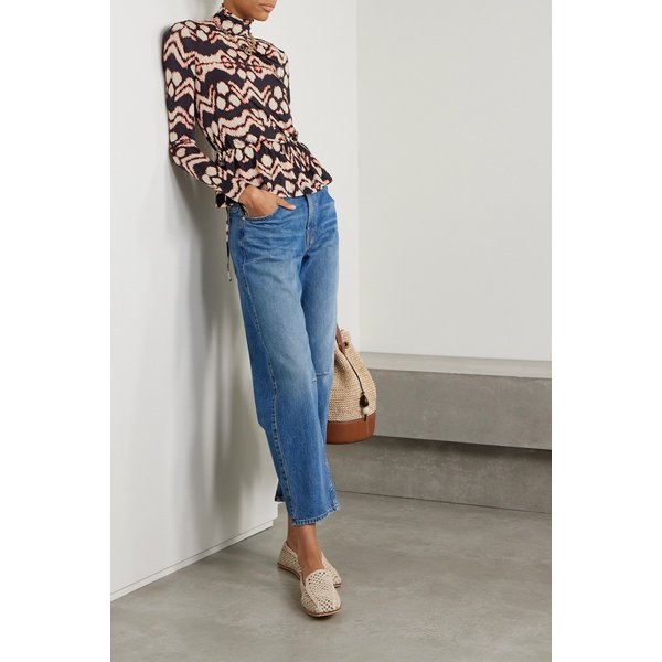 니나 개더 프린트 스트레치 저지 터틀넥 탑 멀티컬러 1647597313996317