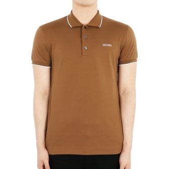 에르메네질도제냐 24 S/S 남성 로고 코튼 PK 반팔(브라운) UB358A5 B746 D05