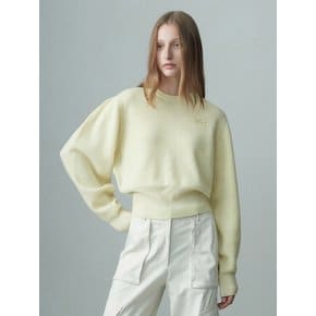 CASHMERE PUFFED SLEEVE KNIT TOP LEMON YELLOW