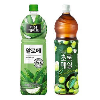  [한번에먹자] 미닛메이드 알로에 1.5L 2페트 + 초록매실 1.5L 2페트, 총