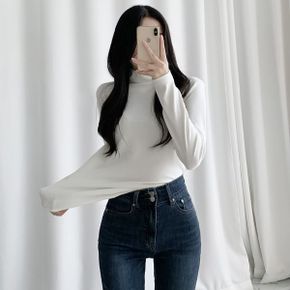 여성용 허그미 쭉 늘어나는 목폴라 스판 긴팔 티셔츠_P317083163