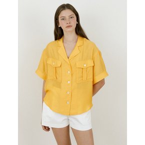 24 summer Roll-up half sleeve rayon shirt_Yellow