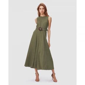 4819909 Diane Von Furstenberg Elliot Midi Dress - Olive Green