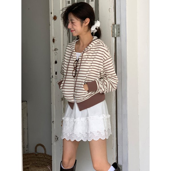 [리퍼브] 세나 스트라이프 코튼 후드 집업 ( 3 colors )