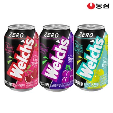 농심 웰치 6종 355ml x 24캔 [제로/포도/샤인머스캣/딸기/체리/청포도]