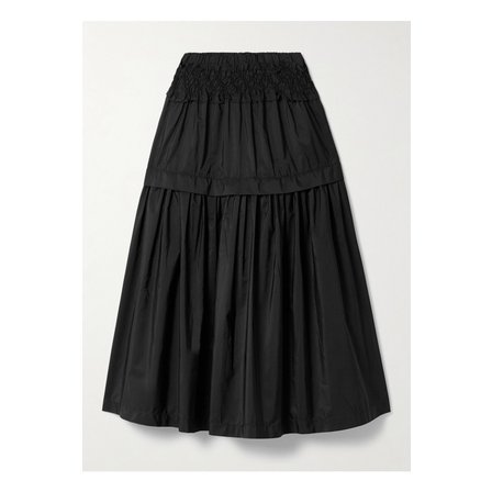 씨뉴욕 벨렌 티어드 스모킹 태피터 미디 스커트 블랙 1647597350558816
