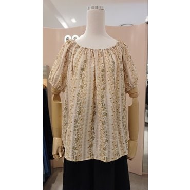 파프리카 잔꽃 퍼프소매 스트라이프 블라우스 SK2BL601J