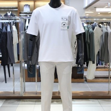 바쏘 25 NEW VIA BASSO 포인트 레터링 데일리 라운드 티셔츠 화이트