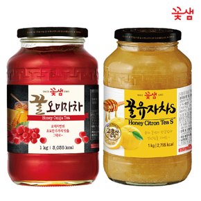 꽃샘 꿀 오미자차 1KG +꿀 유자차S 1KG (과일청)