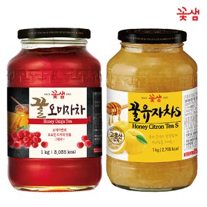 꽃샘 꿀 오미자차 1KG +꿀 유자차S 1KG (과일청)