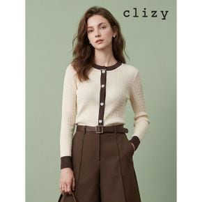 꽈배기 단추장식 배색 니트 CN7WKT22_P434946336