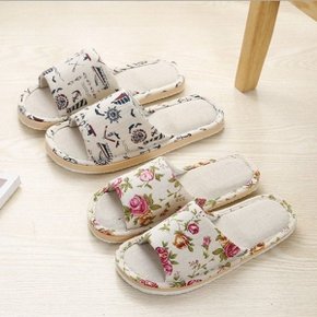 슬리퍼 일러스트마실내화 여름 남성 여성 린넨 거실화