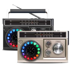 COBY 레트로 아날로그 감성 디스코 라디오 RGB 블루투스 FM USB CRF-30B