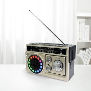 COBY 레트로 아날로그 감성 디스코 라디오 RGB 블루투스 FM USB CRF-30B