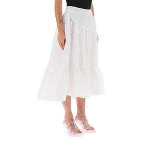 시몬 로샤 Womens Skirt 3095 1037 WHITE