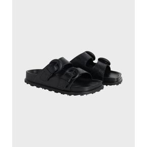 여성 엠보스 레더 MS 그라운드 샌들 블랙 EMBOSSED LEATHER GROUND SANDAL BLACK