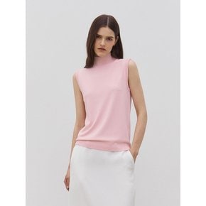 Wholegarment Mock Neck Sleeveless Knit Top Pink