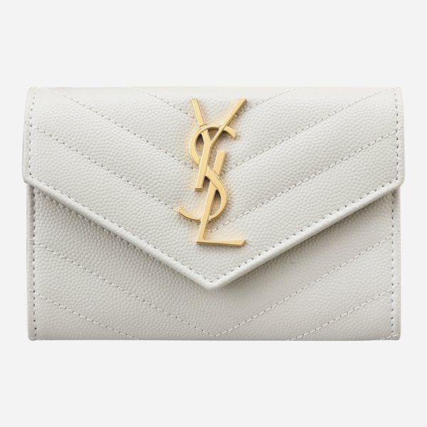 [시흥점] 5F 414404 BOW01 9207 모노그램 플랩 카드 지갑 골드 블랑크 빈티지