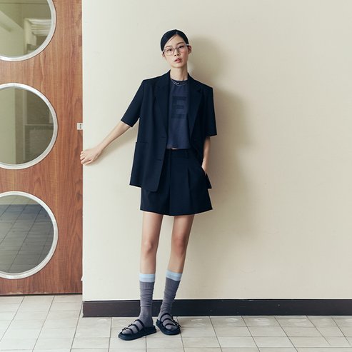 LAP (SET-아우터) 뒤트임 오버핏 반소매자켓 AR2EJ460 (4color)
