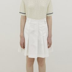 Cotton Pleats Skirt_WHITE