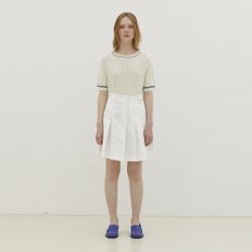 Cotton Pleats Skirt_WHITE