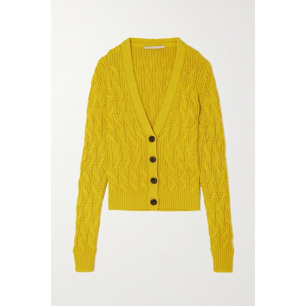 에밀리아 윅스테드 Kojo Cable-knit Silk And Cotton-blend Cardigan 옐로 34344356236750515