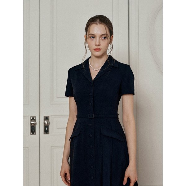 Adele Collar Button Dress [Black]