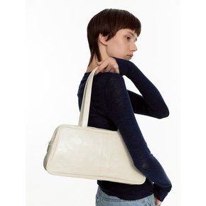 Trapezoid Baguette Shoulder Bag (crack)(cream)