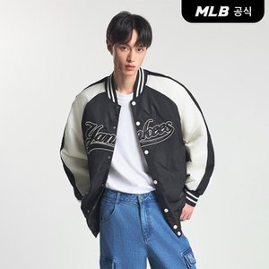 MLB [코리아공식] 나일론 앞그래픽 바시티자켓 NY (Black)