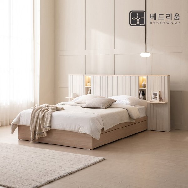 금성침대 베드리움 브리드 LED 원목침대Q 프레임+사이드패널 1EA