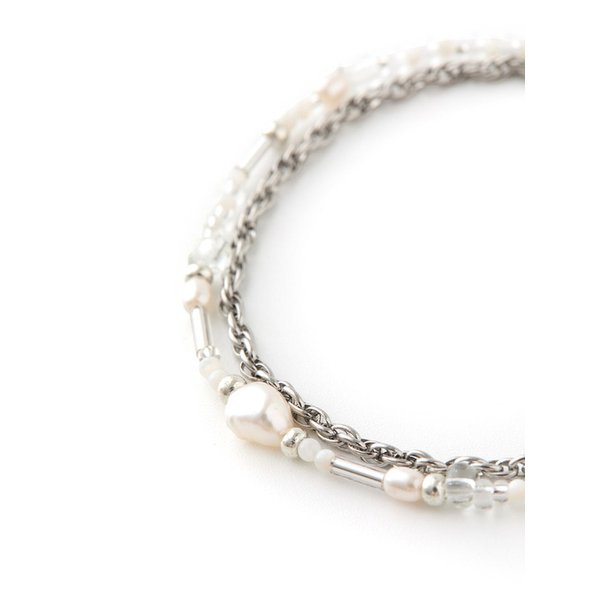Layered Beaded Bracelet White