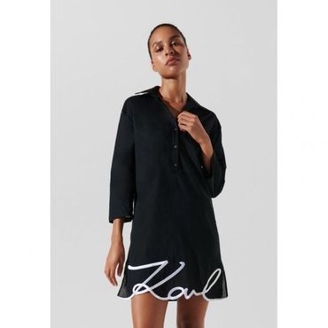 칼라거펠드 4482519 KARL LAGERFELD DNA SEMI-SHEER SIGNATURE COVER-UP - Beach accessory black 75012219