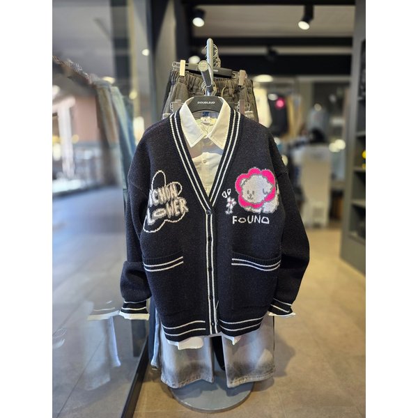 [시흥점] 비숑플라워 오버핏 헤비니트가디건(남여공용)/JGZZ52B01BK