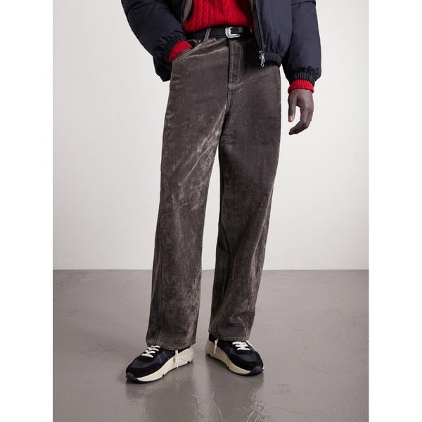 러닝 솔 가죽 트리밍 스웨이드 스니커즈 46376663162998665