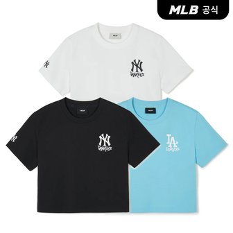 MLB [코리아공식] [MLB] 여성 베이직 스몰로고 크롭 반팔 티셔츠 (3 COLOR)