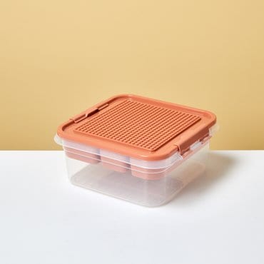 모던하우스 ON 분류편한 뚜껑활용 블록정리함 26x24.5x11.2cm 소프트레드