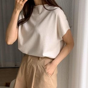 [다잇템] 여자 민무늬 비스코스 SS 폴라 가오리반팔 돌돌 니트