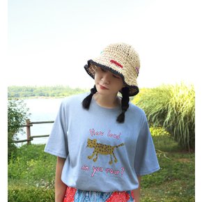 컬러감이 예쁜 치타 일러스트 라운드넥 반팔 티셔츠n0701