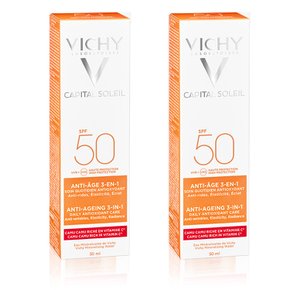 비쉬 VICHY 아이디얼 솔레이 안티에이징 3-in-1 항산화 케어 선크림 SPF50 50ml 2개