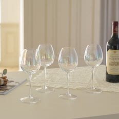 오로라 진주 펄 화이트 와인잔 4P 세트 325ml