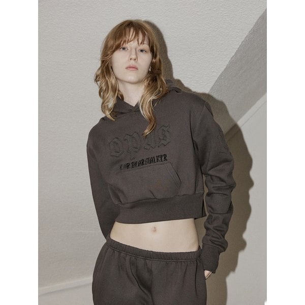 OPUS APPLIQUE HOODIE - CHARCOAL