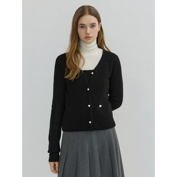 Mohair Cardigan Set Black AT5SWF024BK