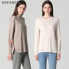 [쉬즈미스(SHESMISS)] 베이직 라운드넥 울 니트 탑 (택가격: 128000원)