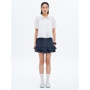 코튼 도비 캉캉이 반소매 블라우스  화이트 (355365LY11)