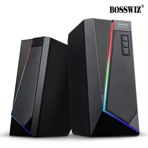 BOSSWIZ RGB LED 2채널 USB 스피커 OCS-S20