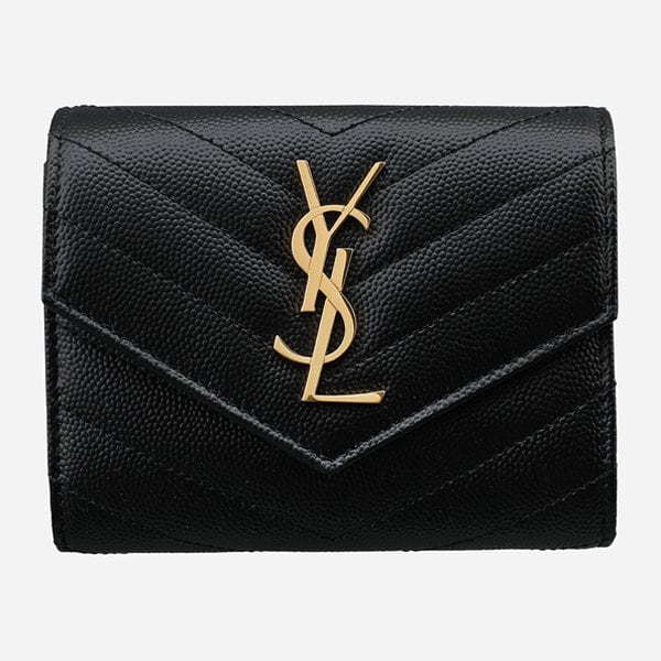 [시흥점] 6S 403943 BOW01 1000 모노그램 플랩 중지갑 골드 블랙