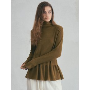 Layered Turtleneck T-shirt_Olive Khaki(O25-TP29)