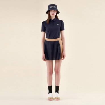 MARTINE GOLF [정상가 378000원]여성 쉬폰 배색 플리츠 스커트 네이비 (Q0CQ20449)