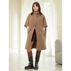 HANDMADE CASHMERE CAPE COAT [MELANGE BROWN][BLACK]